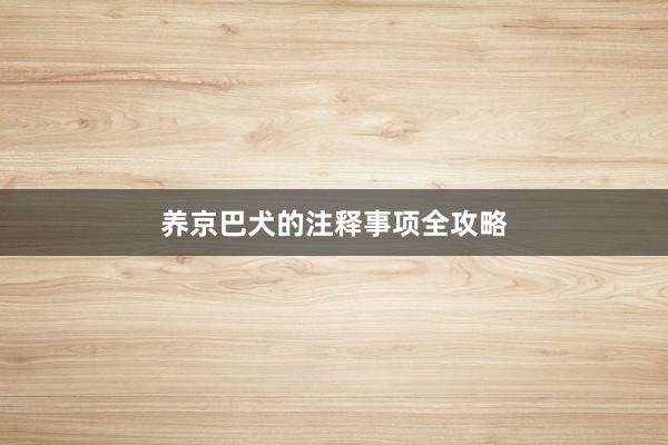 养京巴犬的注释事项全攻略